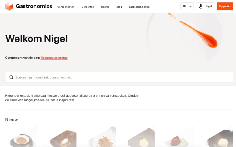 An image of the Gastronomixs dashboard showing all recipes and features